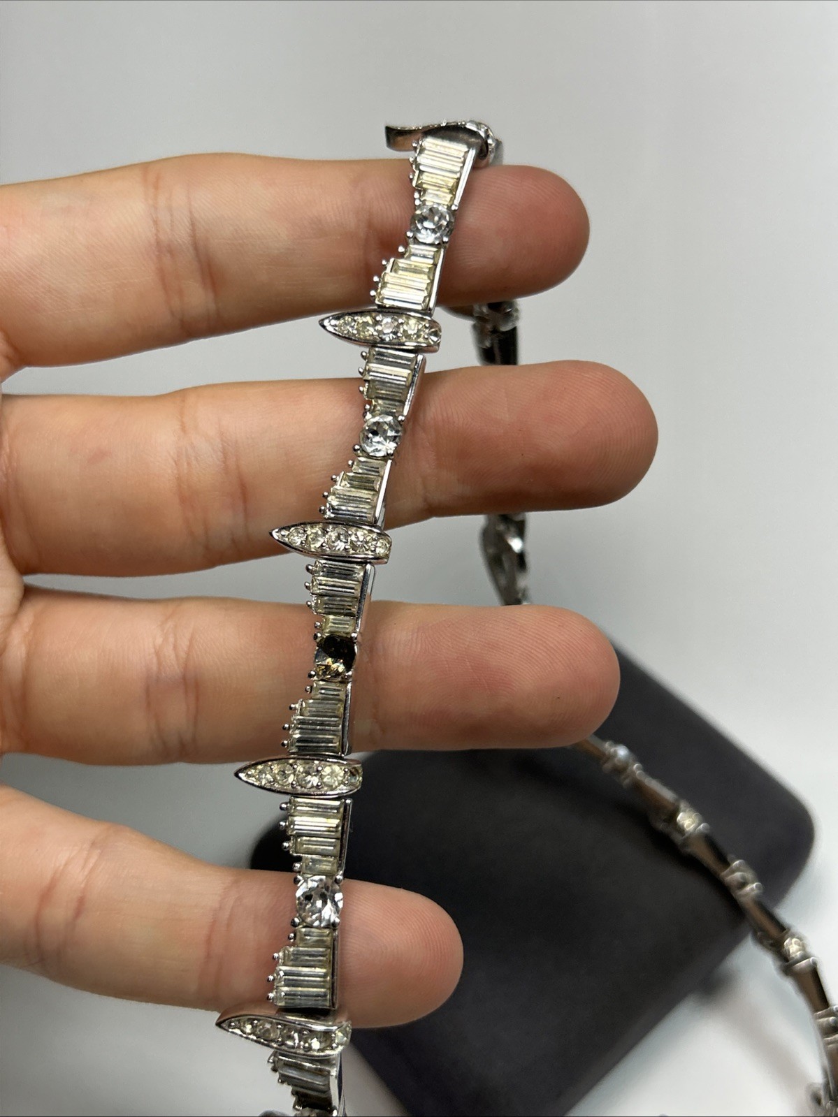 Vintage Marcel Boucher All Around Rhinestone Silver Collar Necklace 7890N