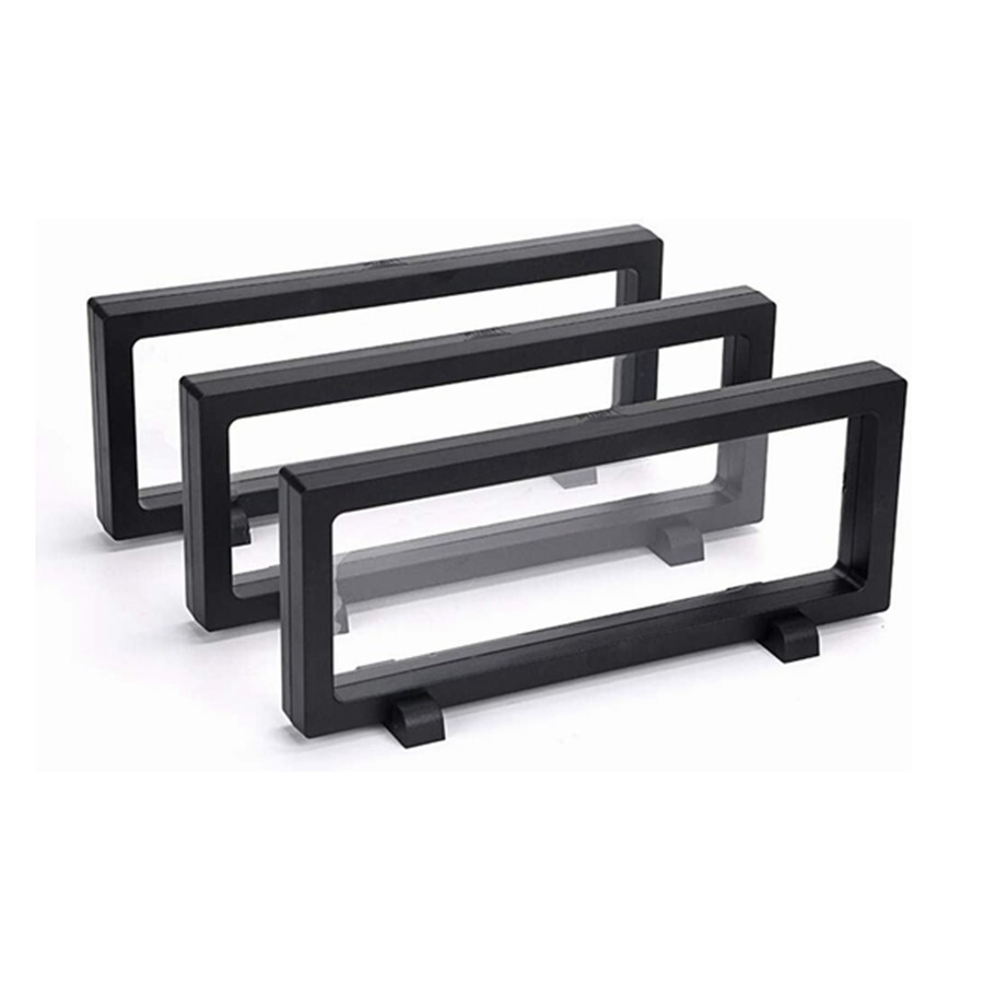 3Pcs 3D Floating Display Coins Case Black Stand Holder 9″×3.54″×0.75″ Frame B577
