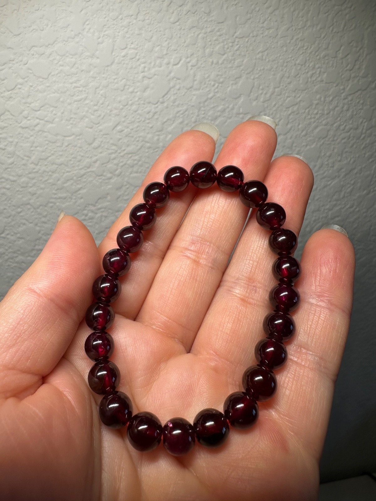 7.8mm Natural Red Garnet Crystal Round Gemstone Beads Stretch Bracelet