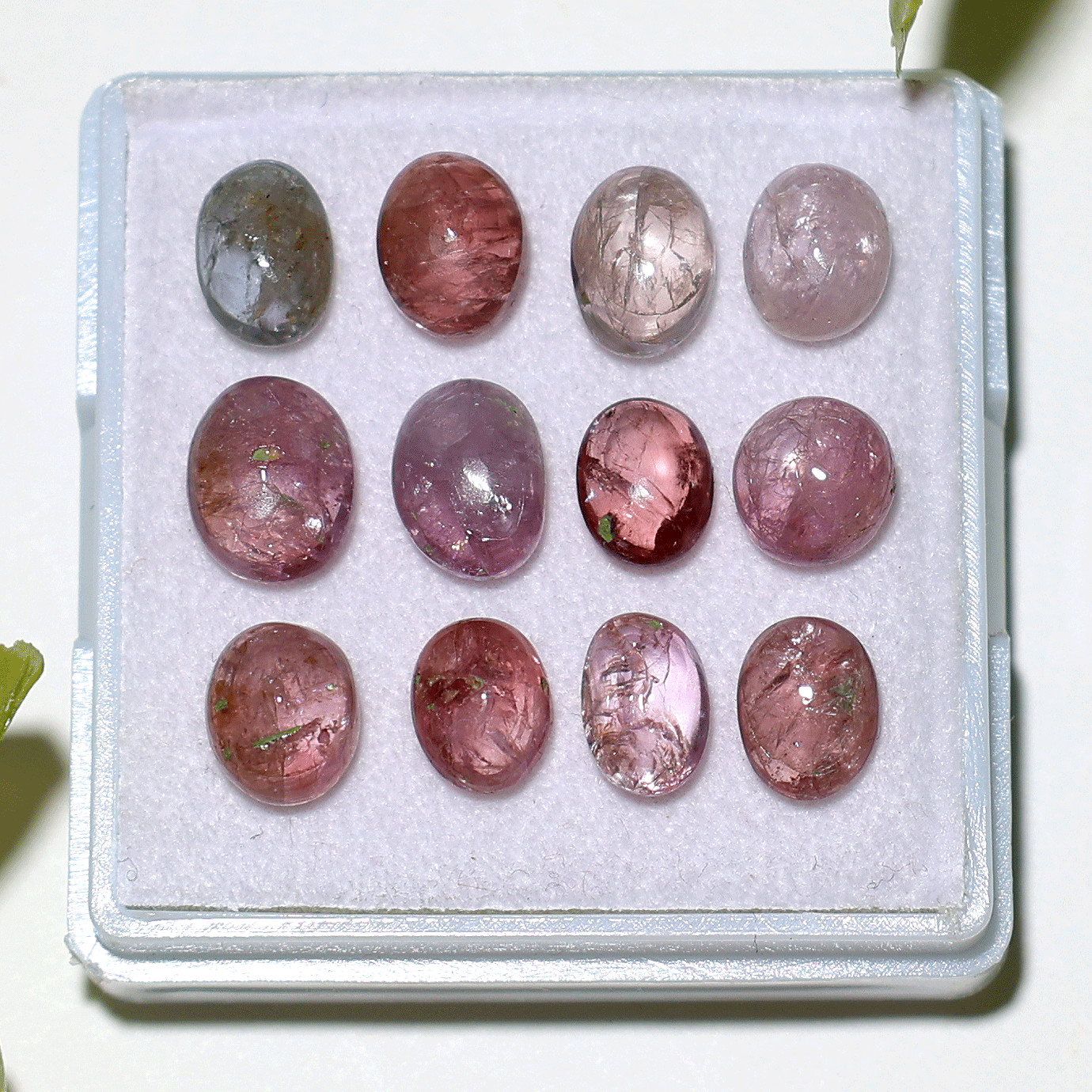 Burmese 12 PC Natural Spinel Untreated 7.6mm-9.2mm Oval Cabochon Gemstones Lot