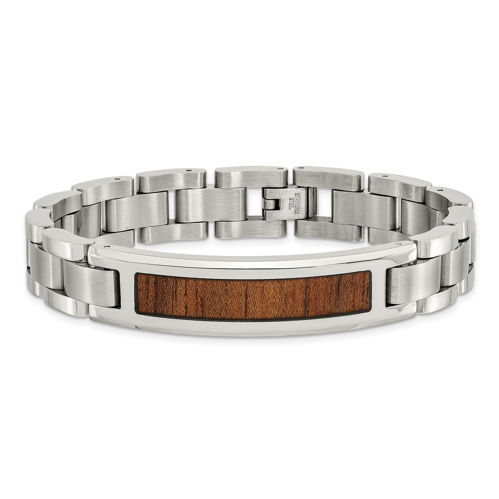 Chisel Stainless Steel Brushed and Polished Enameled with Koa Wood Inlay 8.5in L