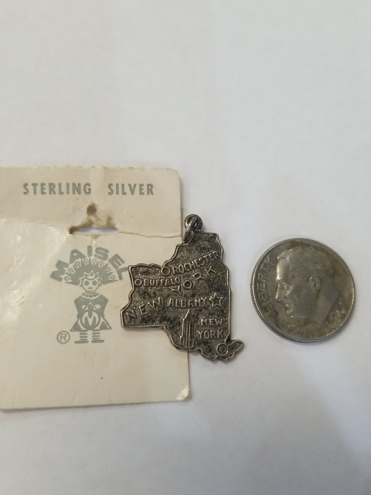 Vintage Sterling Silver State Map Charm, SELECT From 16 different States NOS