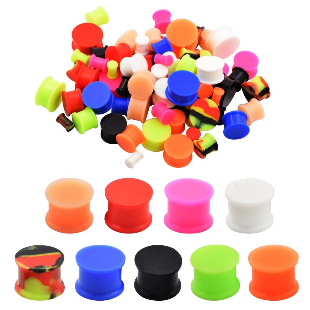 6Pair Solid Silicone Ear Gauges Glow in The Dark Plugs Body Piercing Kit 2g-3/4″