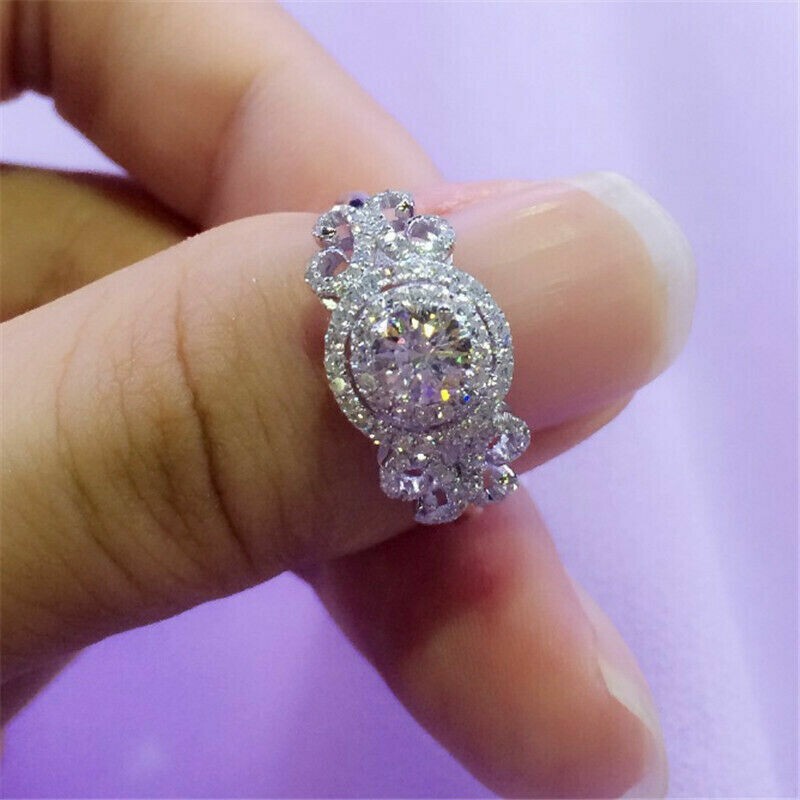 1.50Ct Round Cut Lab Created Diamond Halo Engagement Ring 18K White Gold Finish