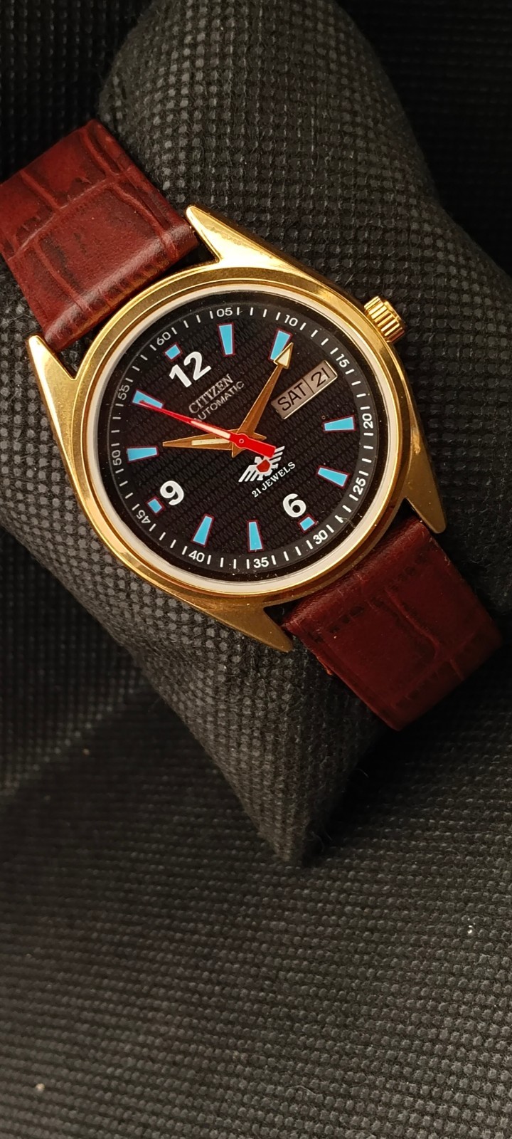 Vintag Automatic Citizen Japan Made Black Dial Day/ Date Men’s Wrist Watch