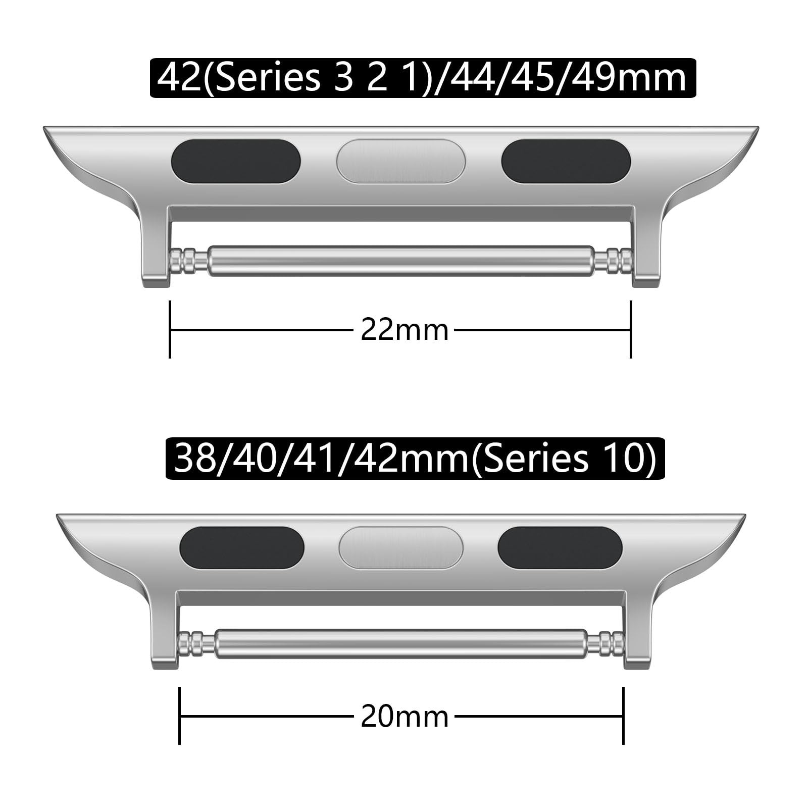 2Pack Watch Band Connectors for Apple Watch Band Adapter, Replaceable Metal Co