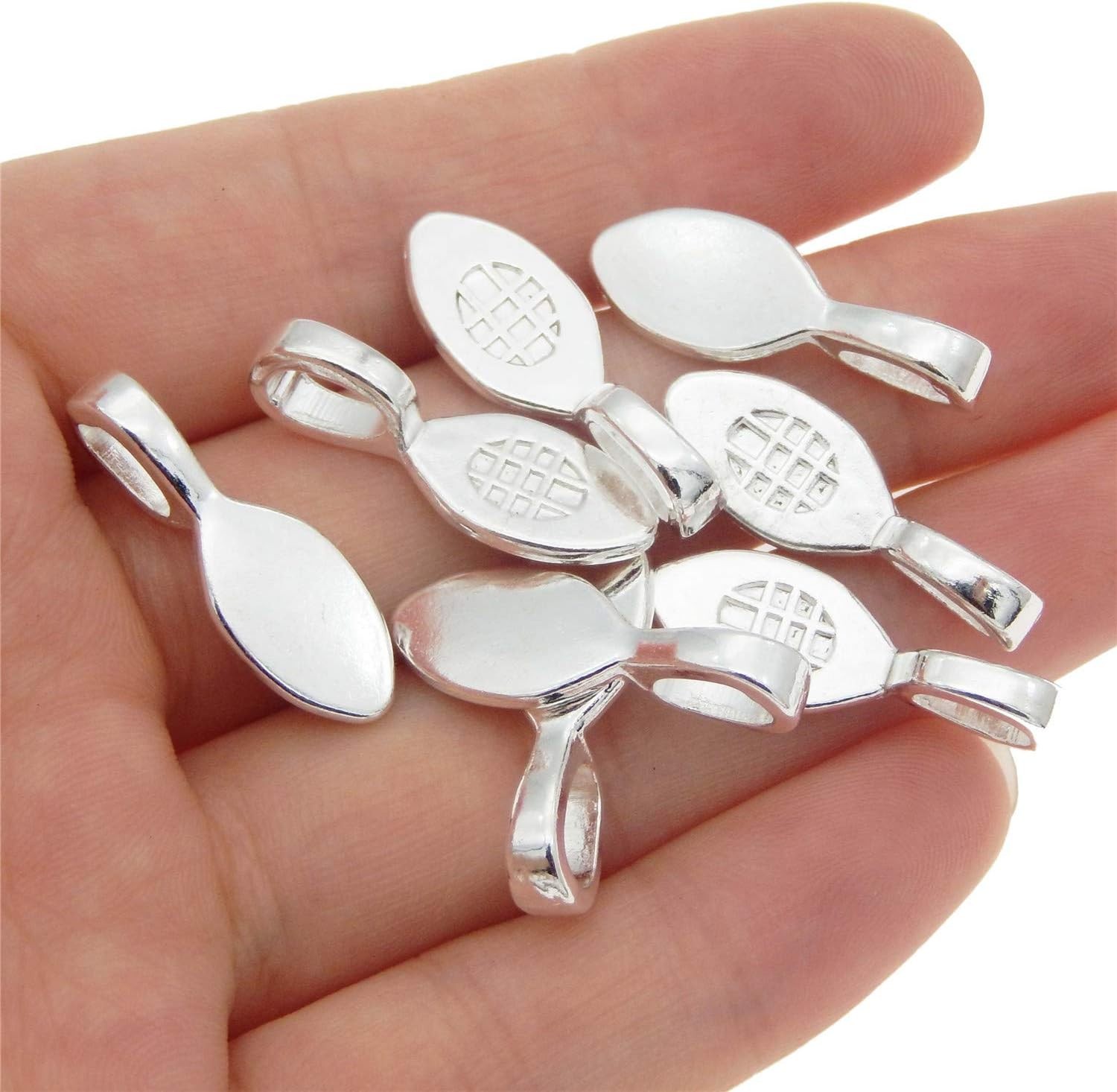 100pcs Silver Glue on Bail Charm Pendant Earring Bails for Glass Tile DIY…