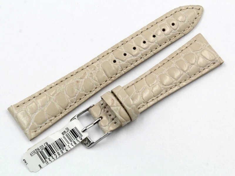 Genuine Leather Crocodile Print Cream Strap 20/16mm Accessories Watches New