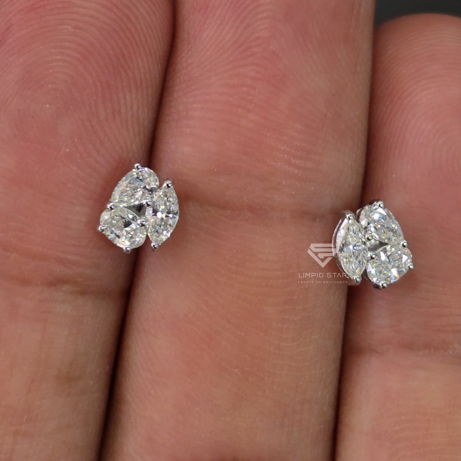Fancy Lab Grown Diamond Stud Earrings Cluster 0.55ct VVS-VS EF IDT Certified