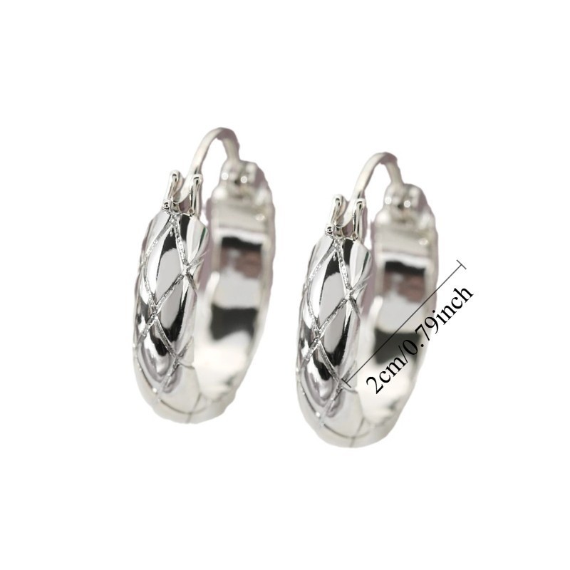 Women’s Smooth Rhombus Grid Ear Buckle Earrings Copper Fashion Jewelry