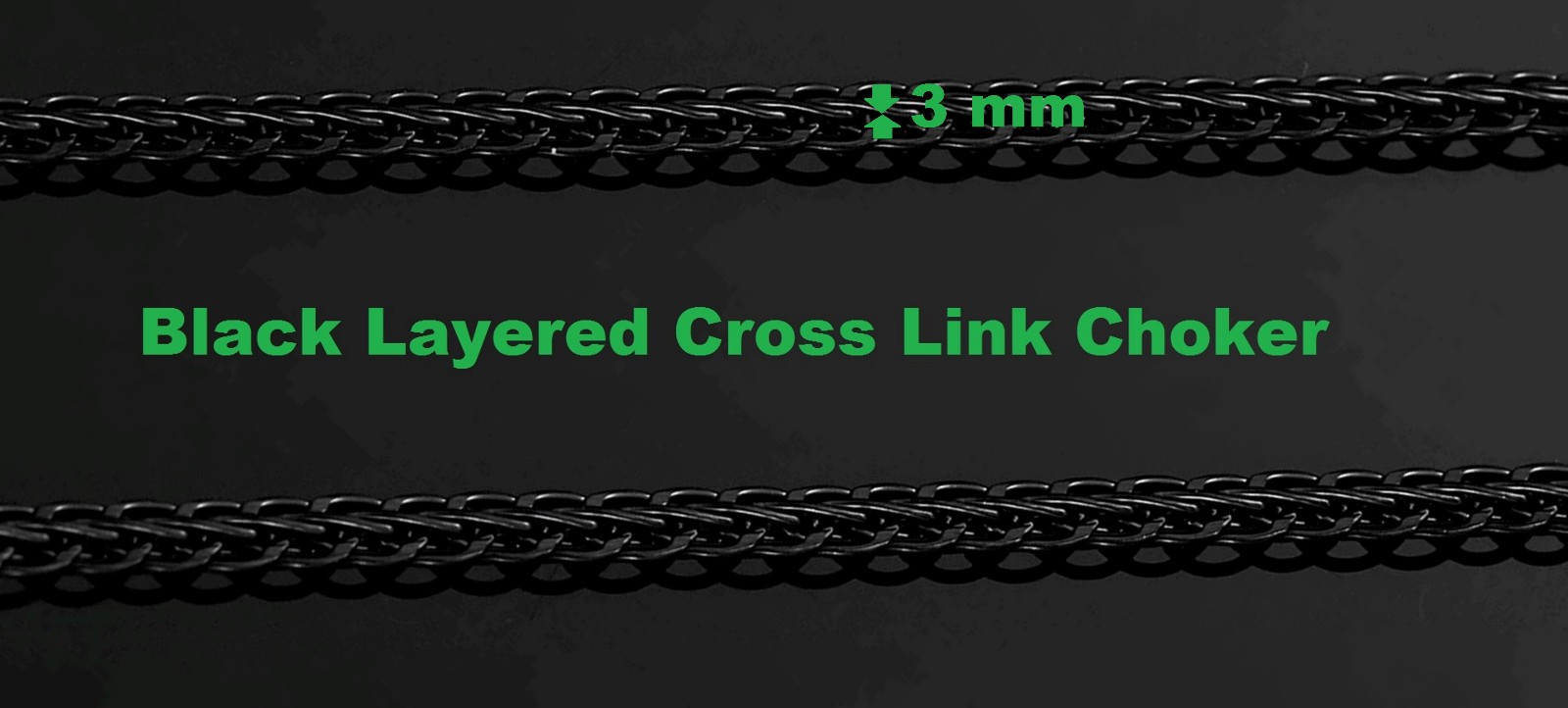 Chain Necklace Wheat stainless steel Black for men&women, 16/ 30 in, 3/4/5/6/7mm