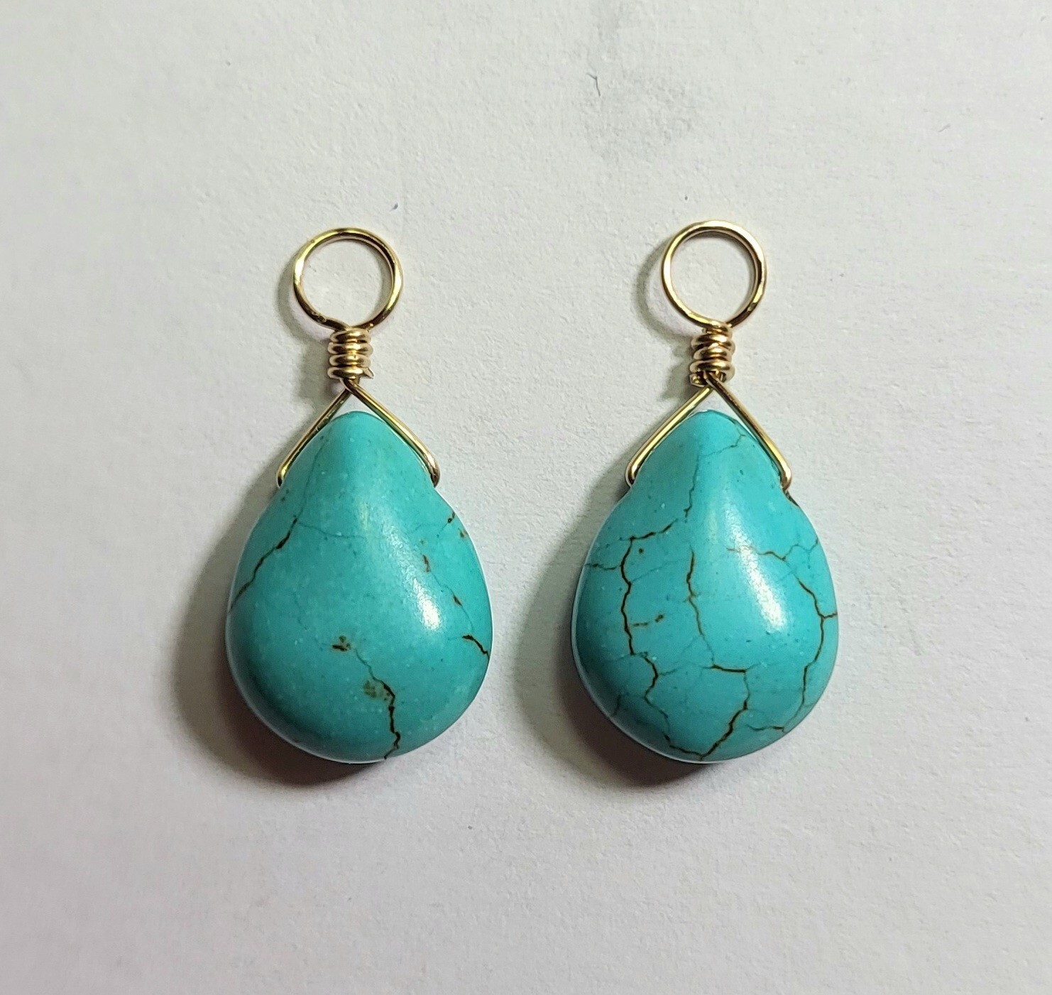 12x15mm Turquoise Blue Interchangeable Earring Charms Sterling, Rose or YG