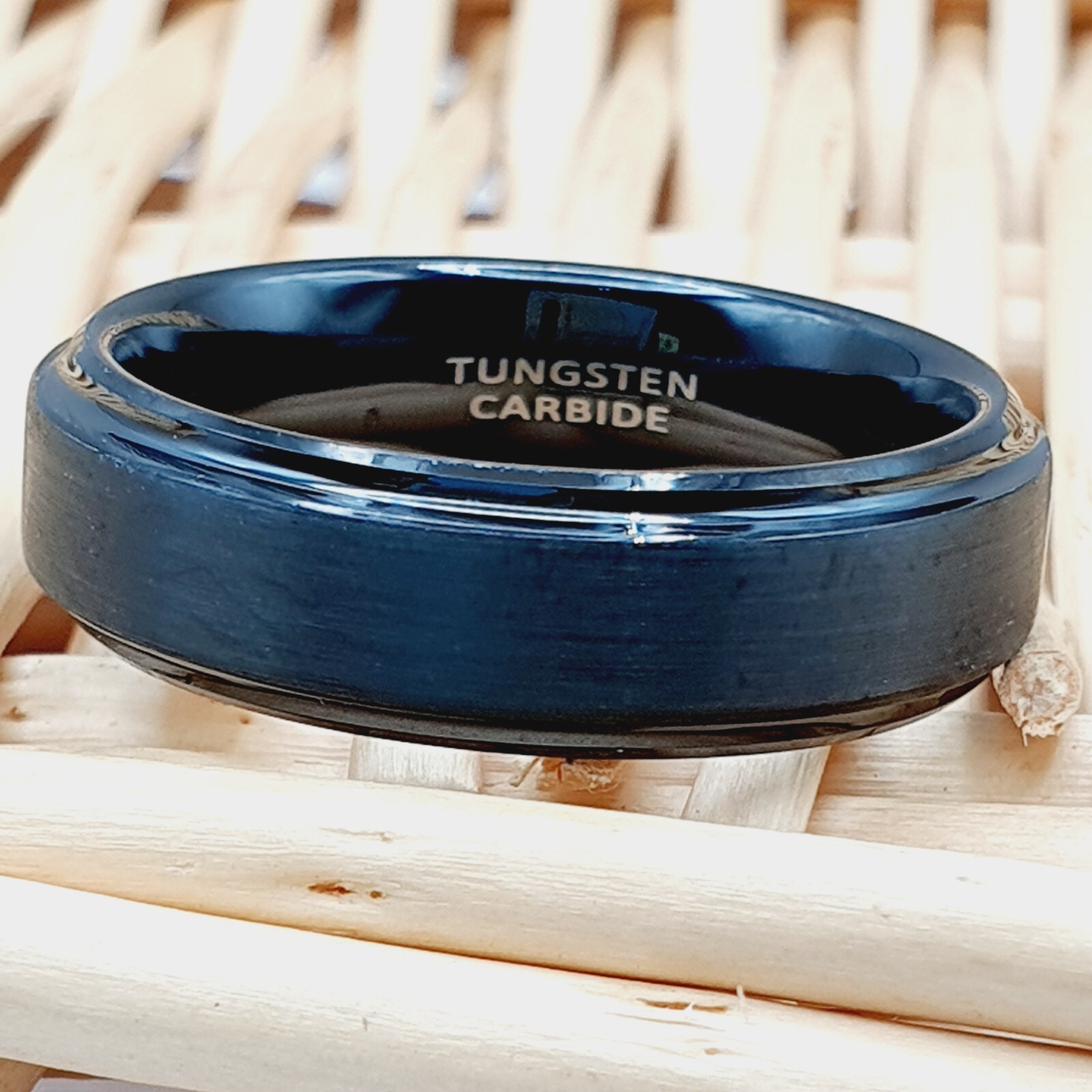 Engagement Satin Brushed Ring Polished Beveled Edges Wedding Band Tungsten Ring