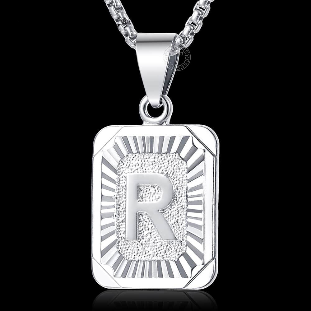 Silver Plated Initial 26 Letter A-Z Charm Pendant Necklace 18″-22″ Female Male