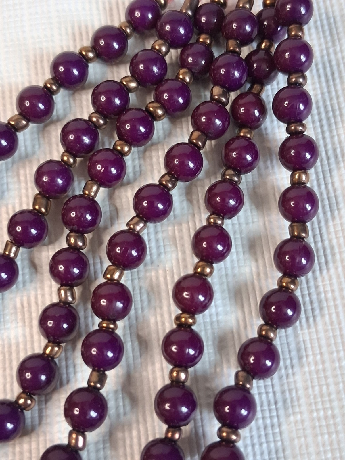 Purple Assorted Beaded Multi Strand Layered Lightweight Statement Necklace