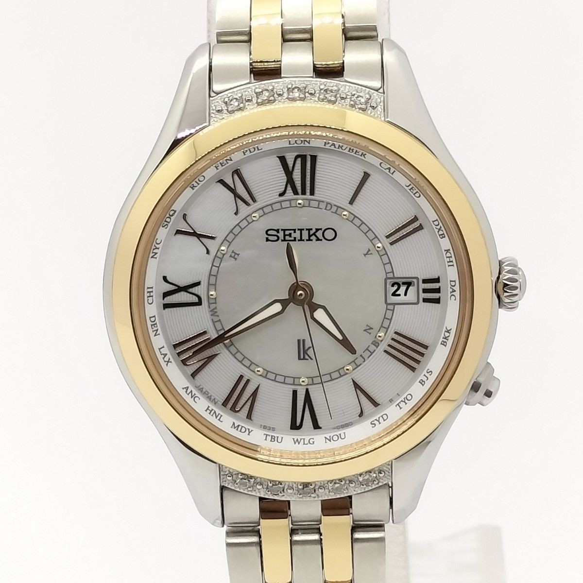 SEIKO LUKIA SSVV056 Solar Radio Diamond MOP Ladies Watch Box Japan