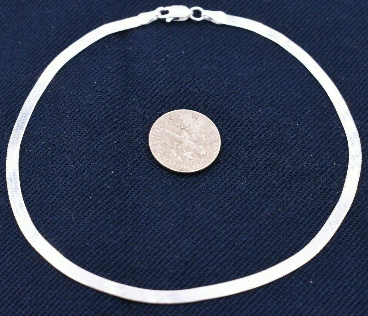 Anklet 3mm Flexible Herringbone Real Sterling Silver 925 ITALY