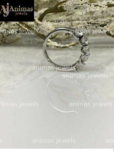 3CT Moissanite 5-Stone Anniversary Ring Wedding Band Real Sterling Silver Size 6
