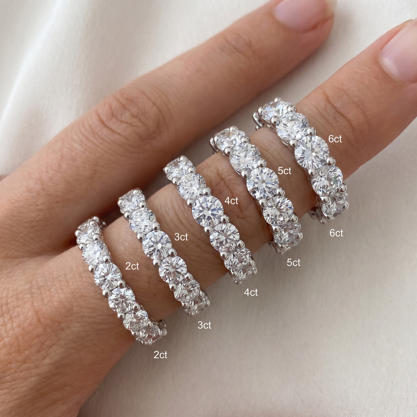 2 – 6Ct TW Diamond Eternity Ring 14k Gold Anniversary Lab Grown Wedding Band