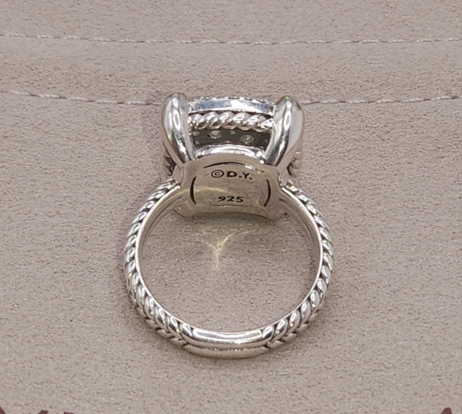 David Yurman 925 sterling silver chatelaine ring 14mm pave ring size 7