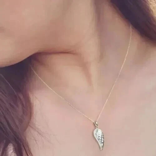 1.00Ct Round Diamond Lab Created Angel Wing Pendant 14k White Gold Plated