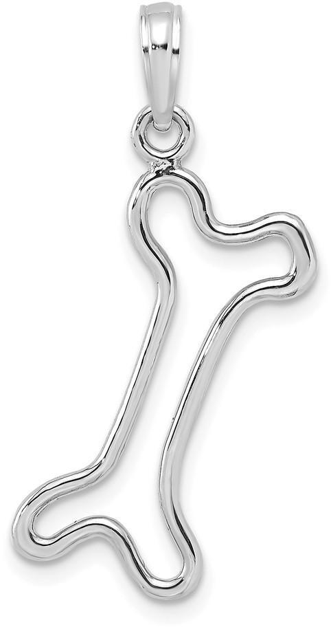 14K White Gold Cut-Out & Polished Dog Bone Pendant