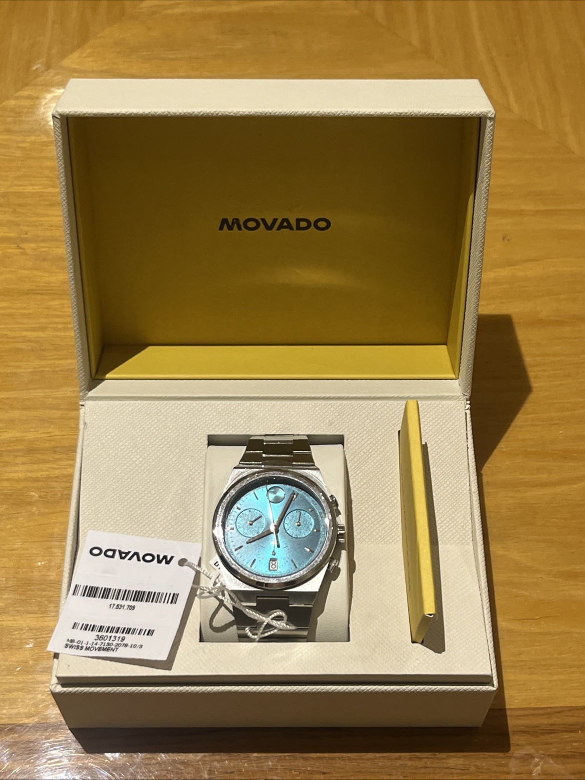 Movado Tachymeter Chronograph Green Dial Silver Tone Men’s Watch Brand New -rare