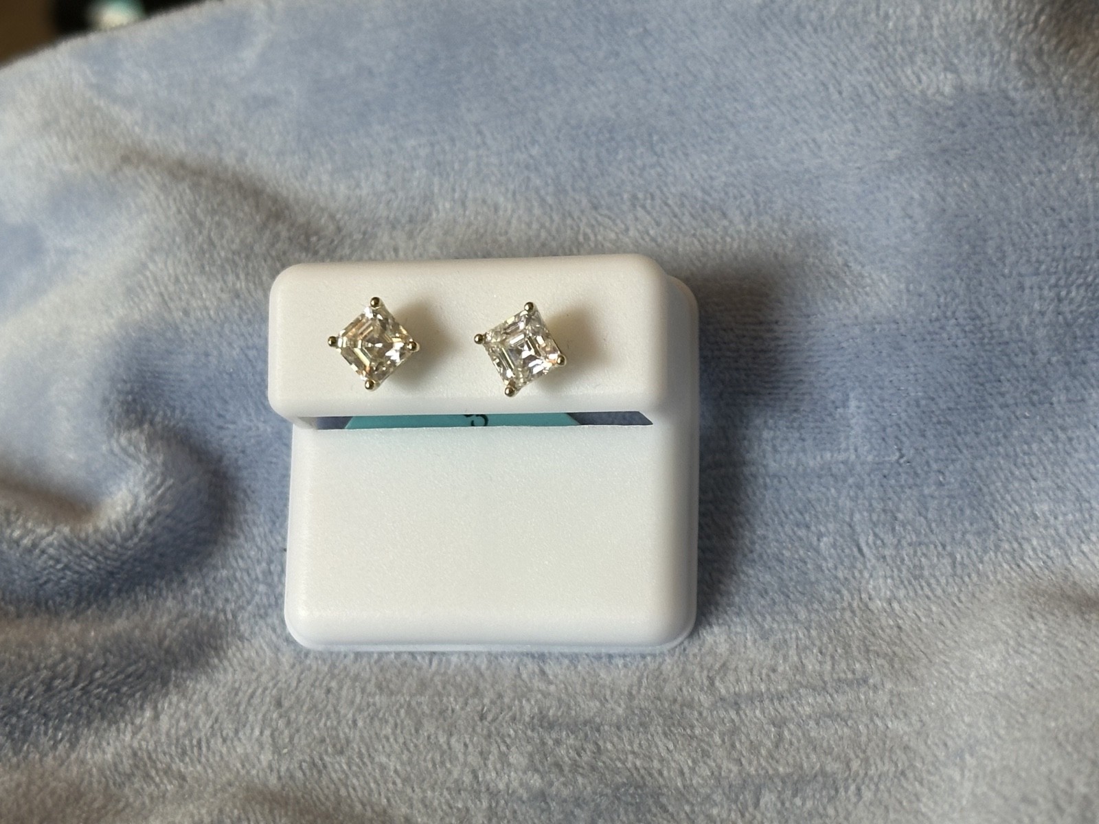 925 sterling silver moissanite princess cut earrings