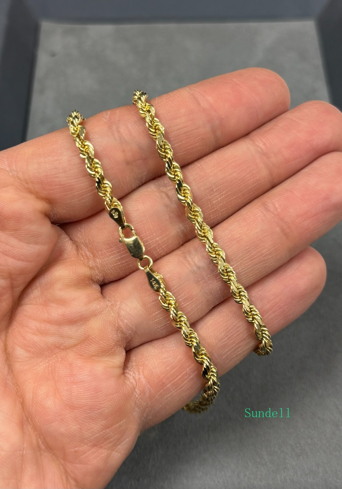 14k Solid Gold Diamond Cut 4mm Rope Chain 20” Inches 26.10 Grams