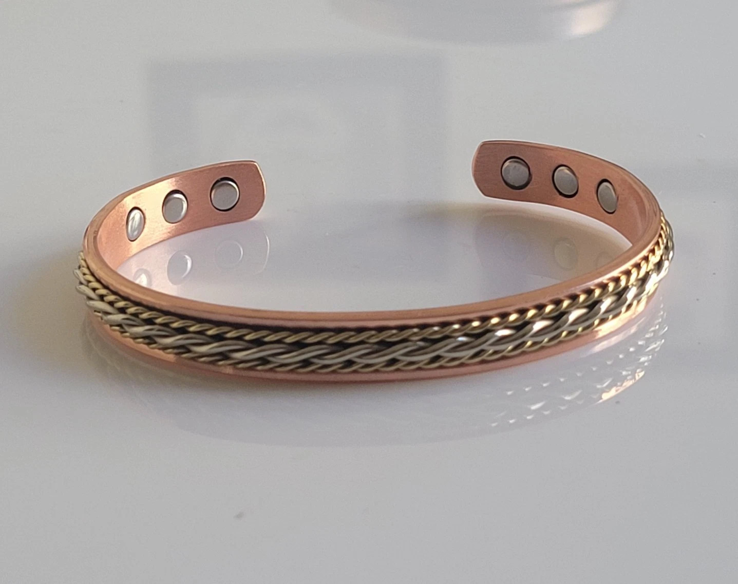 Tri Tone Solid Pure Copper Magnetic Cuff – Arthritis Therapy Bracelet Twist