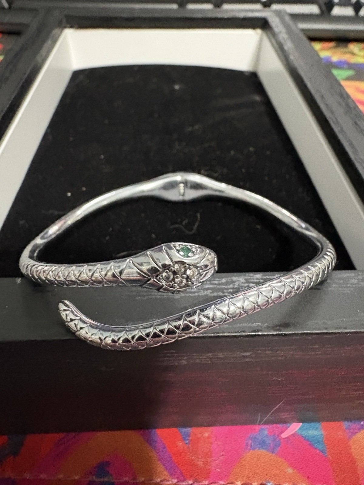 Beautiful Snake Bracelet With Green Stone Eyes