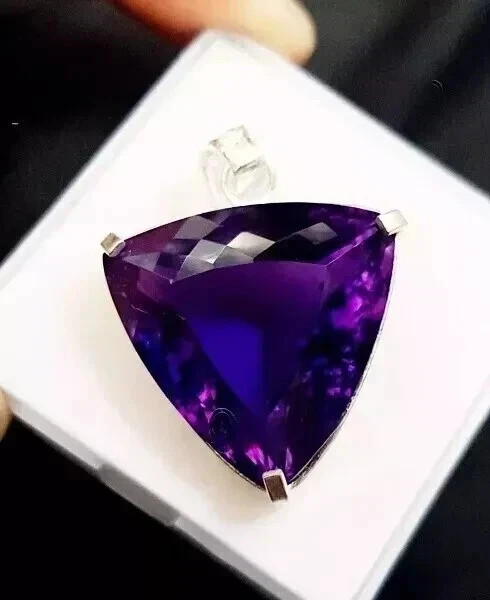 50 Ct+ Natural Purple Amethyst Pendant Solid 925 Sterling Silver Plated Jewelry