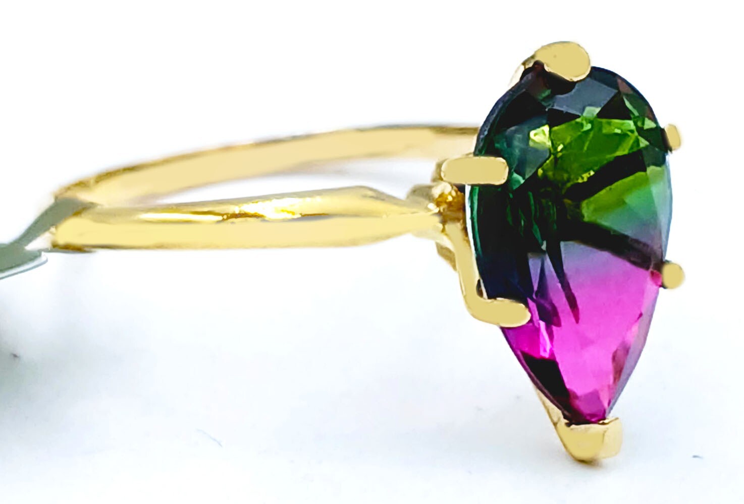 LAB CREATED 5.22 Cts TOURMALINE RING 10k YELLOW GOLD – Made in USA – NWT