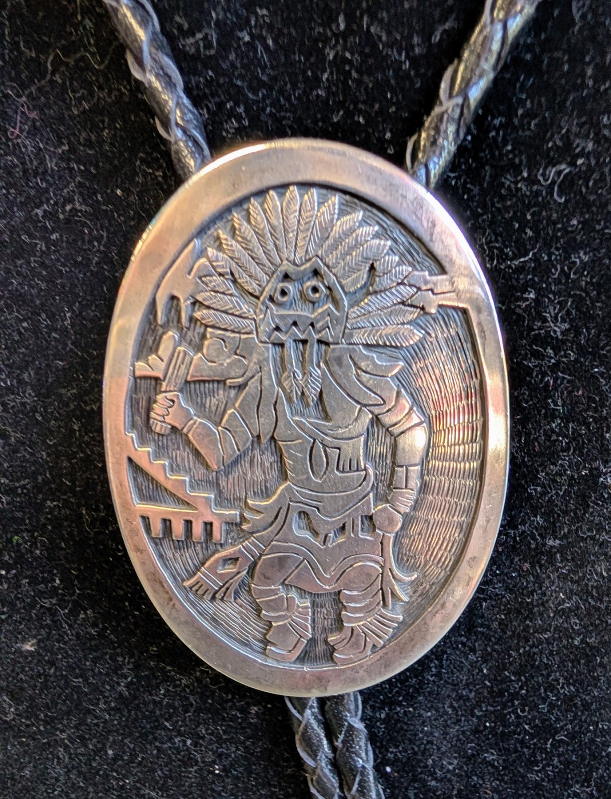 Vntg Hopi Bolo Tie – Katcina Dancer Southwest Ethnic