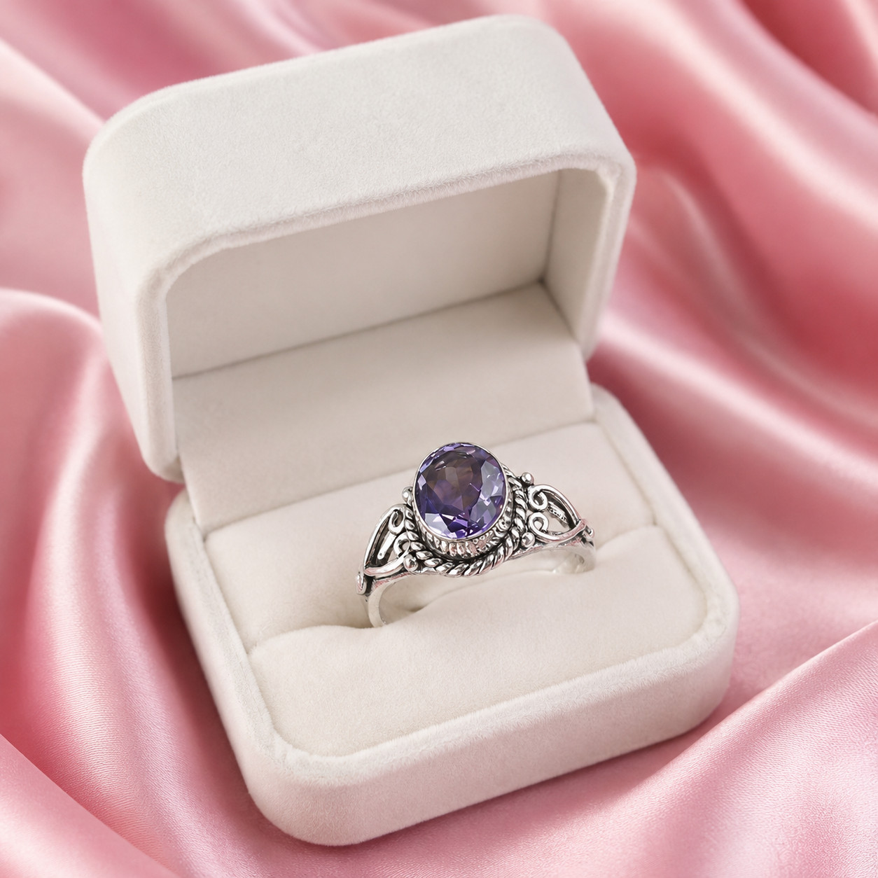 Iolite Gemstone 925 Sterling Silver Handcrafted Designer Woman’s Engagement Ring