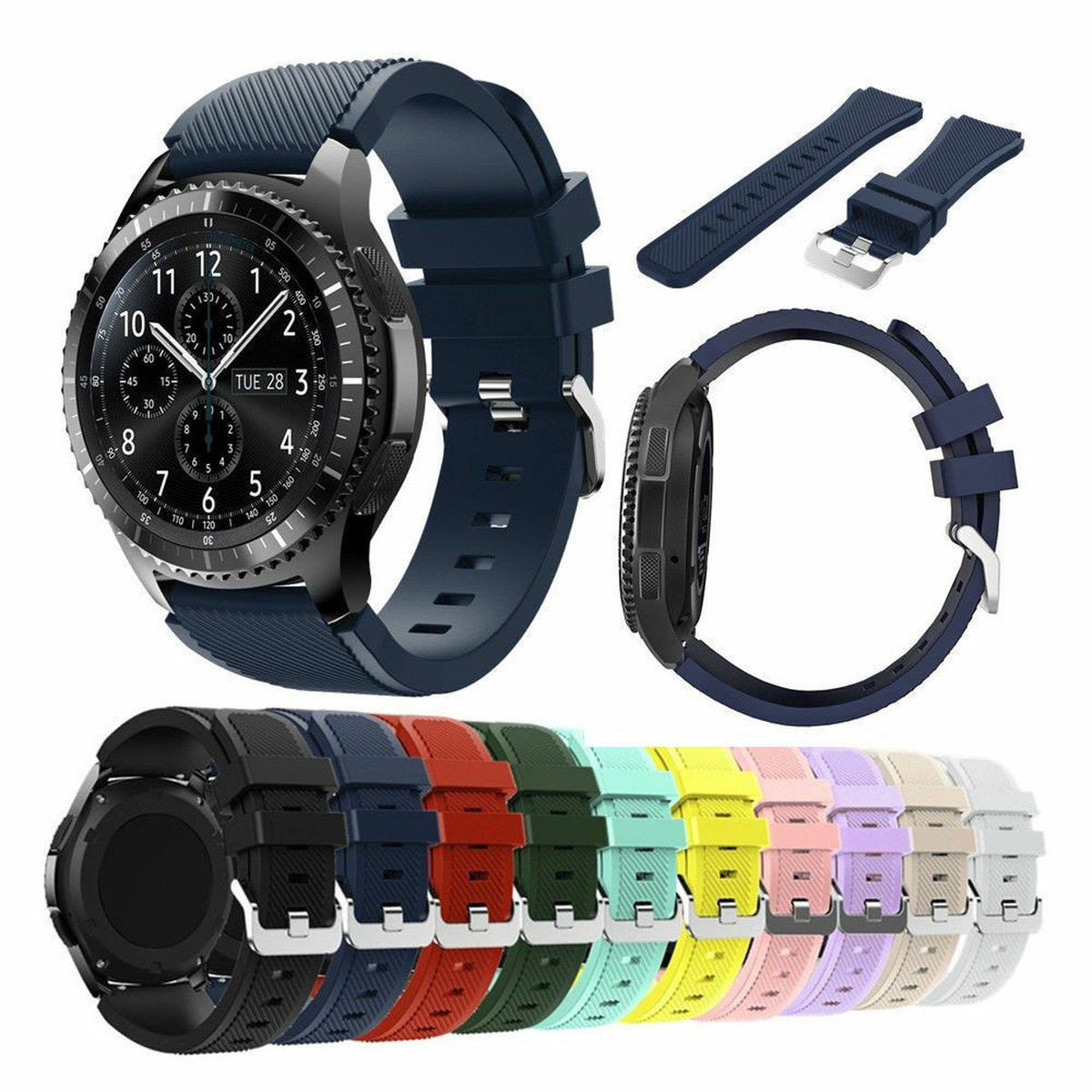 22mm Silicone Sport Strap For Samsung Galaxy Watch 3 45mm/46mm Watch Band