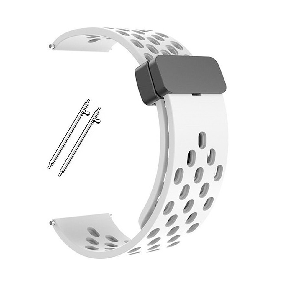 20/22mm Colorful Perforated Breathable Magnetic Silicone Rubber Watch Strap Band