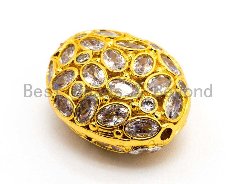 CZ Micro Pave Large Oval Spacer Beads, 25mm/18mm Jewelry Making, 1pc, sku#G303