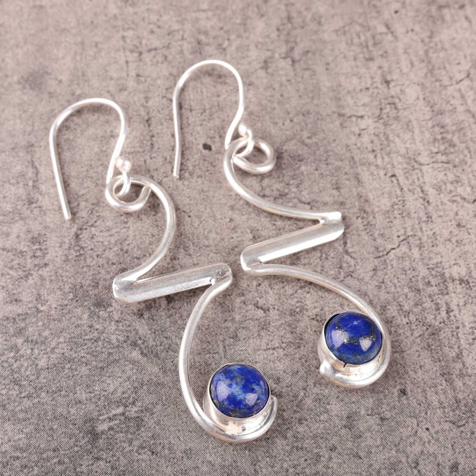 Natural Lapis Lazuli Gemstone Drop/Dangle Earrings 925 Sterling Silver Jewelry