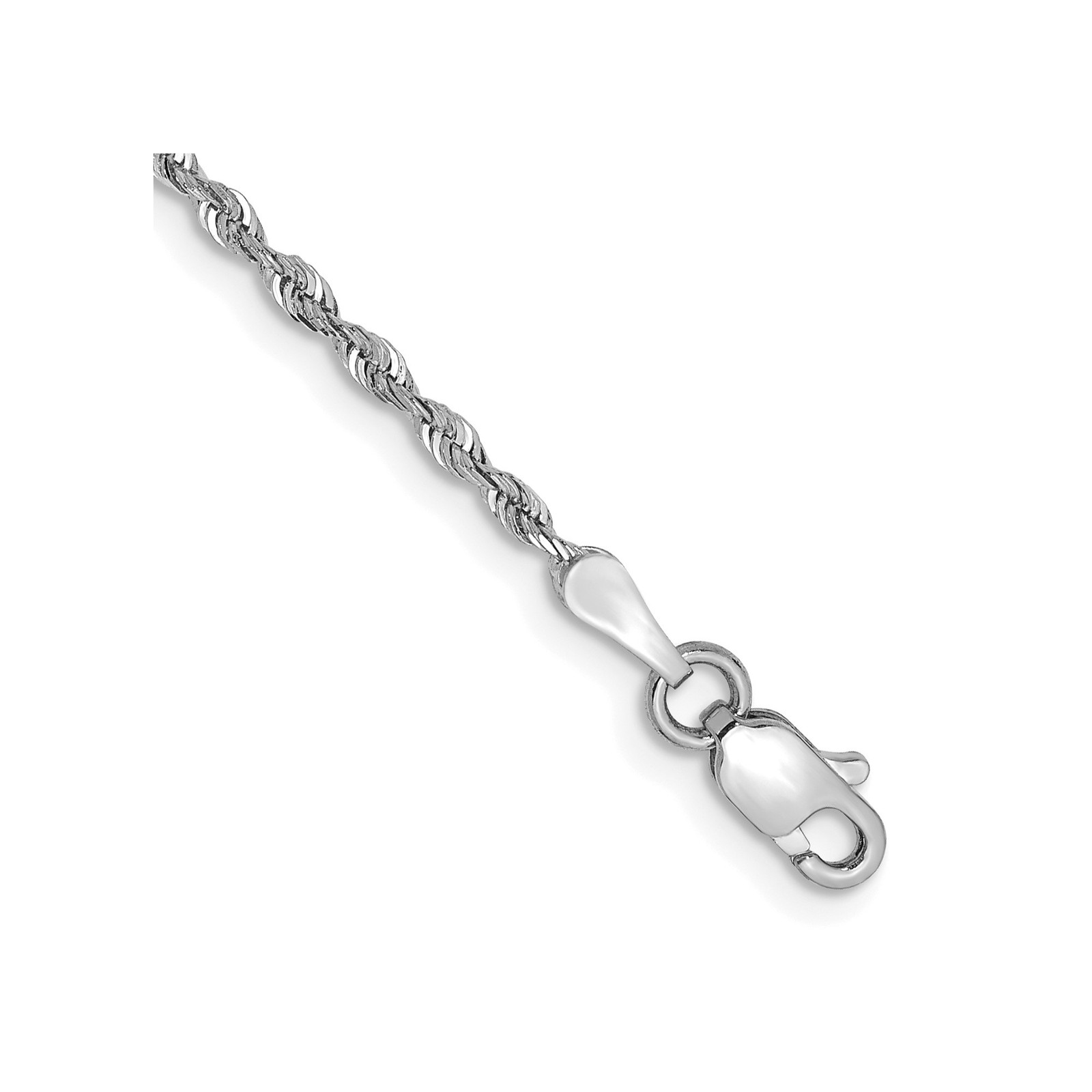 14K White Gold 1.85-5mm Rope Chain Necklace 7-30 Inch Mens Womens