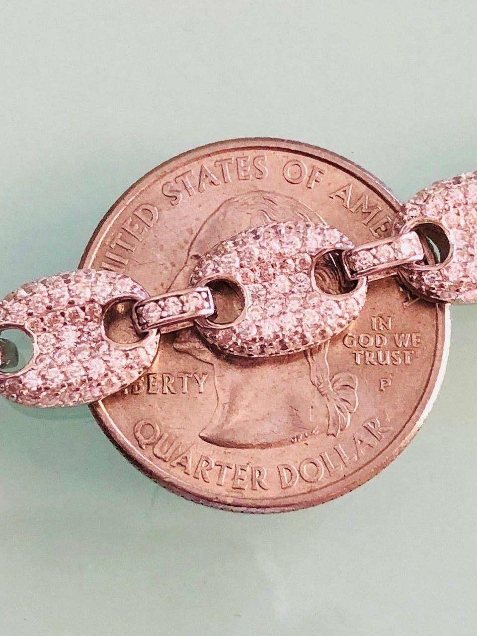 Iced Gucci Link Bracelet Solid 925 Silver Out Moissanite Passes Tester
