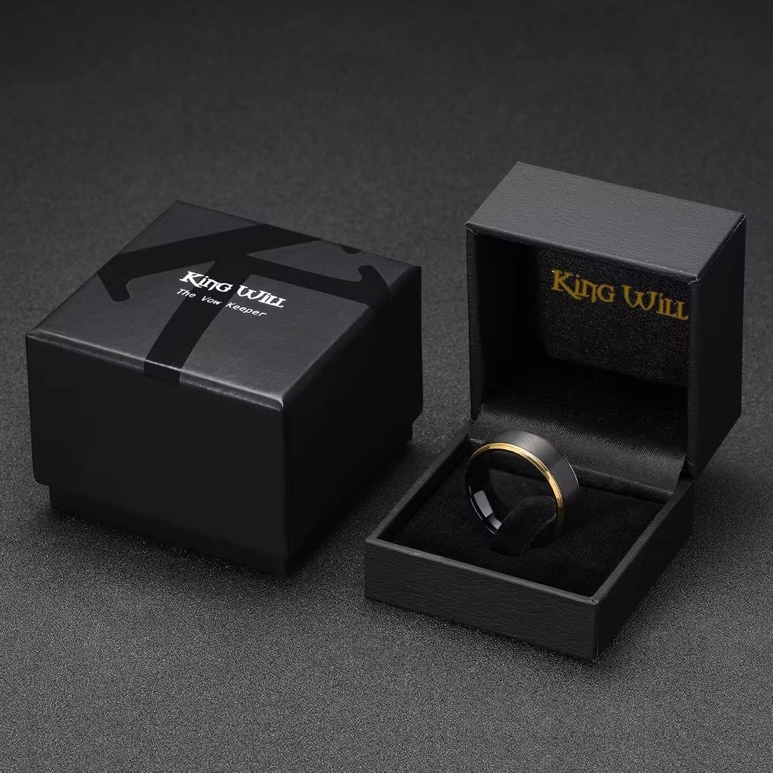 Men’s Tungsten Carbide Wedding Band, Two-Tone Matte Finish, Comfort Fit, Anniver
