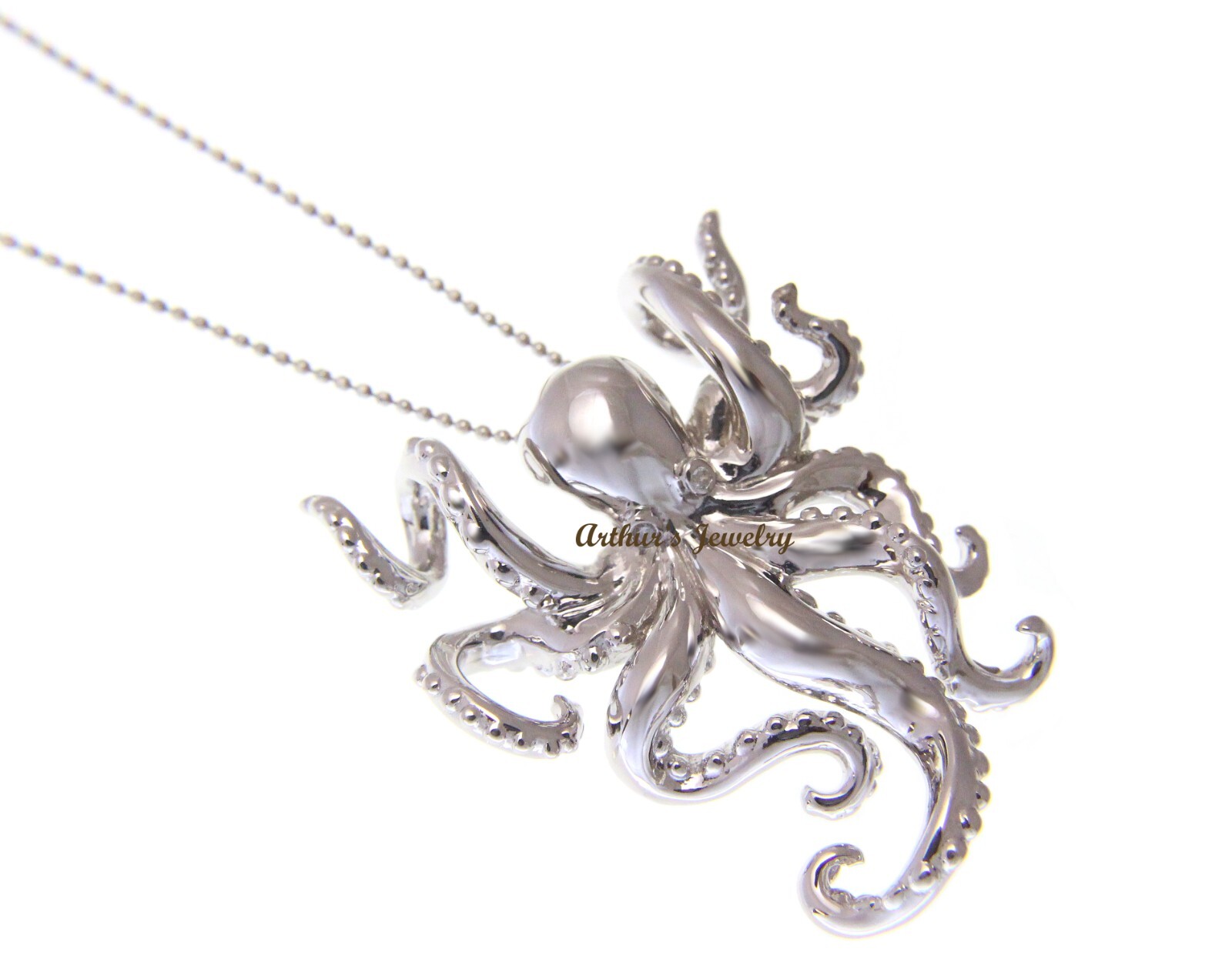 925 SOLID STERLING SILVER RHODIUM PLATED HAWAIIAN OCTOPUS CZ SLIDE PENDANT