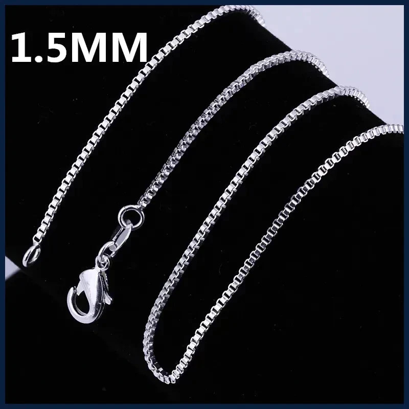 925 Sterling Silver Necklace 16/18/20/22/24 inches fine 1.5MM Box chain