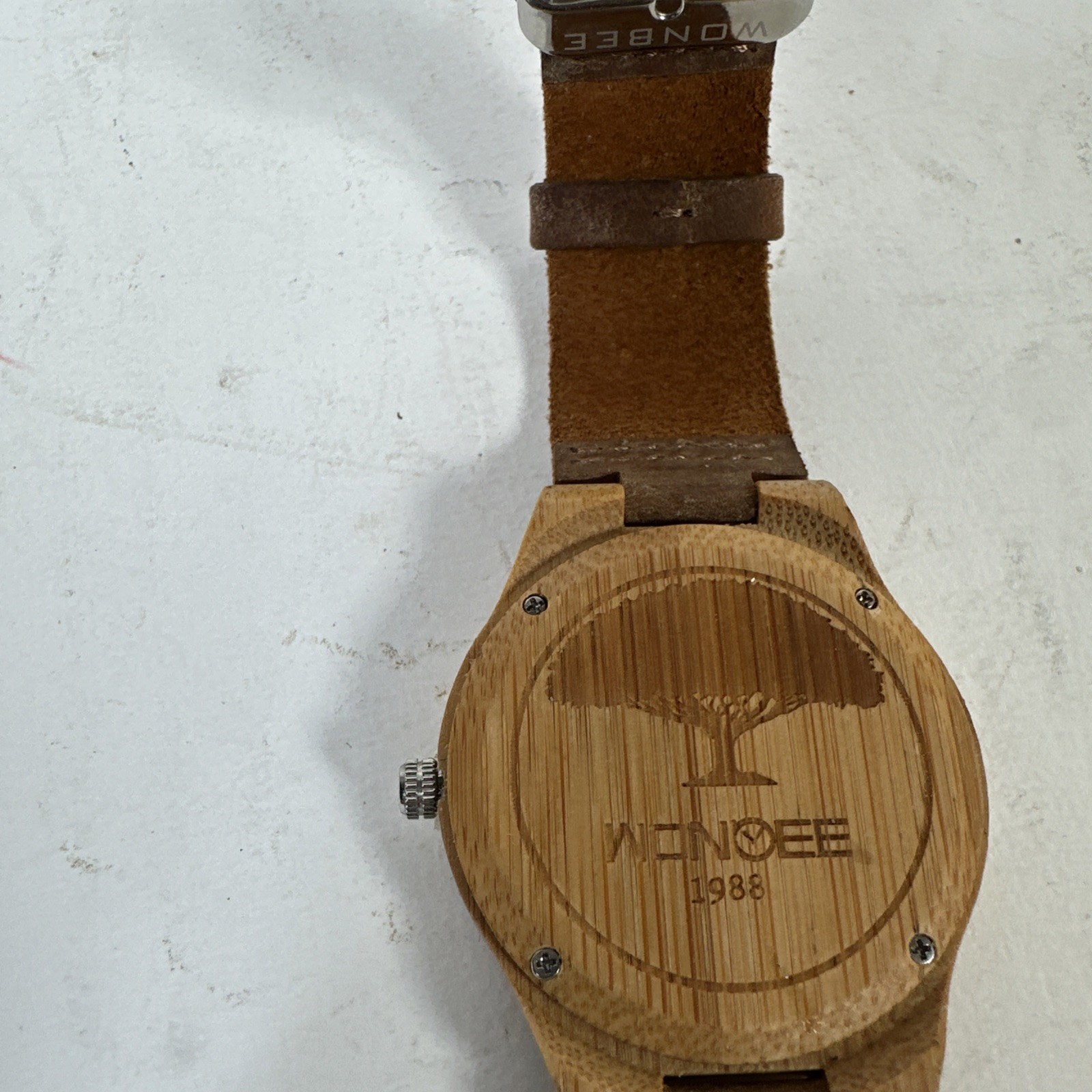 Wonowee Bamboo And Leather Watch Infinity Figure 8 Free Ship G