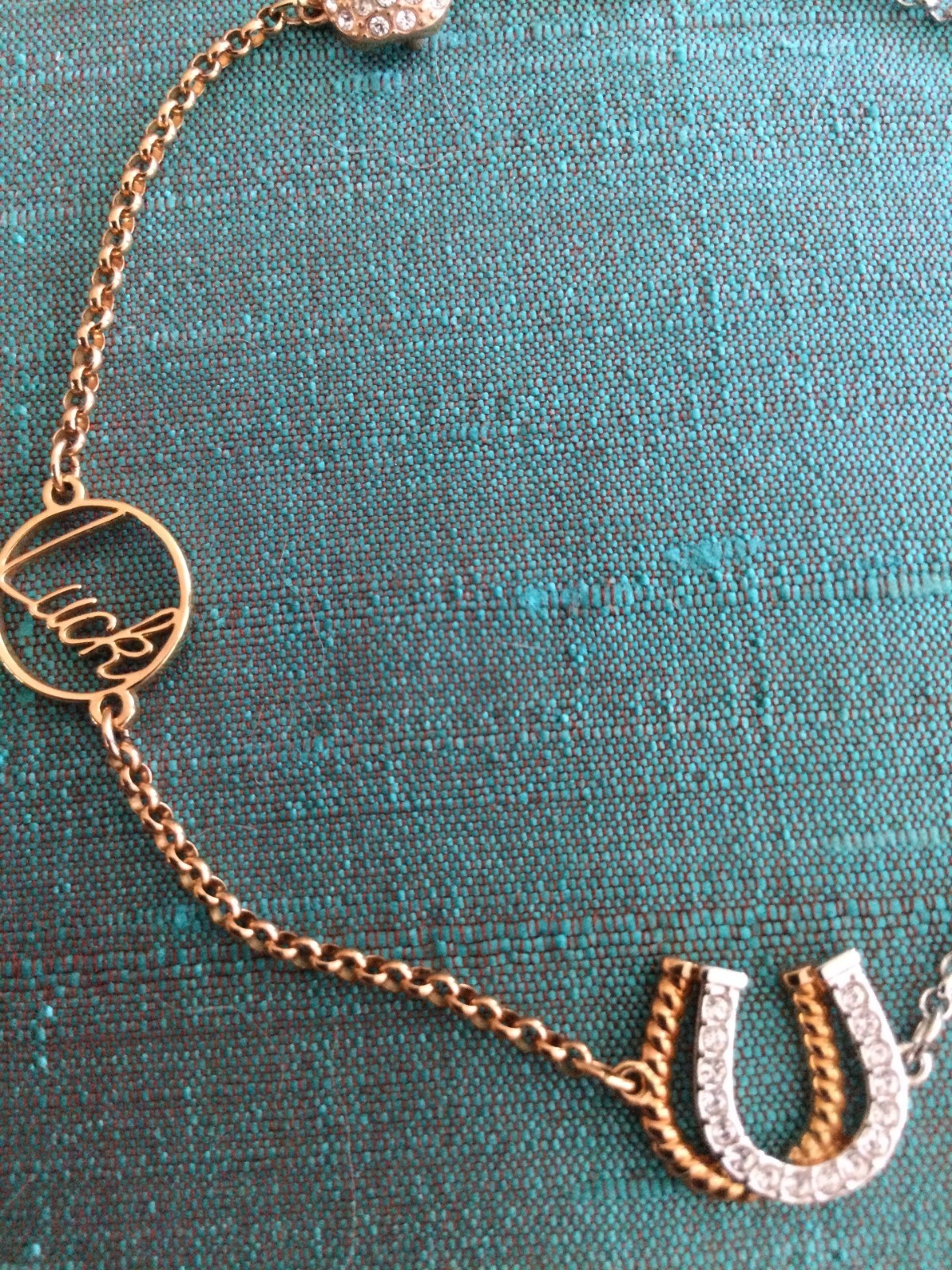 Genuine Signed Swarovski Rose Gold GOOD LUCK Bracelet