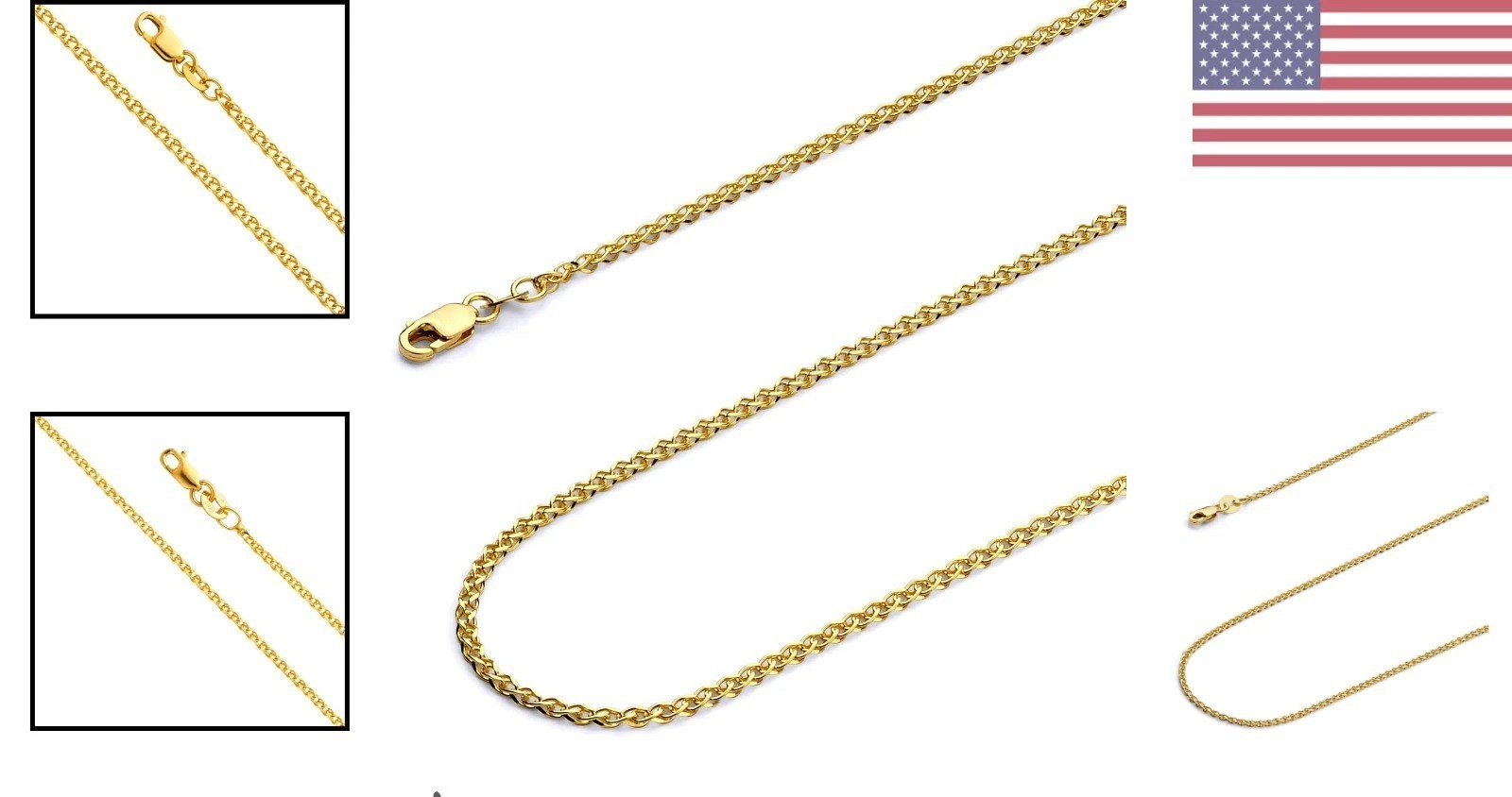 Stunning 18-Inch 14k Gold Wheat Chain with Lobster Clasp, Authentic Quality