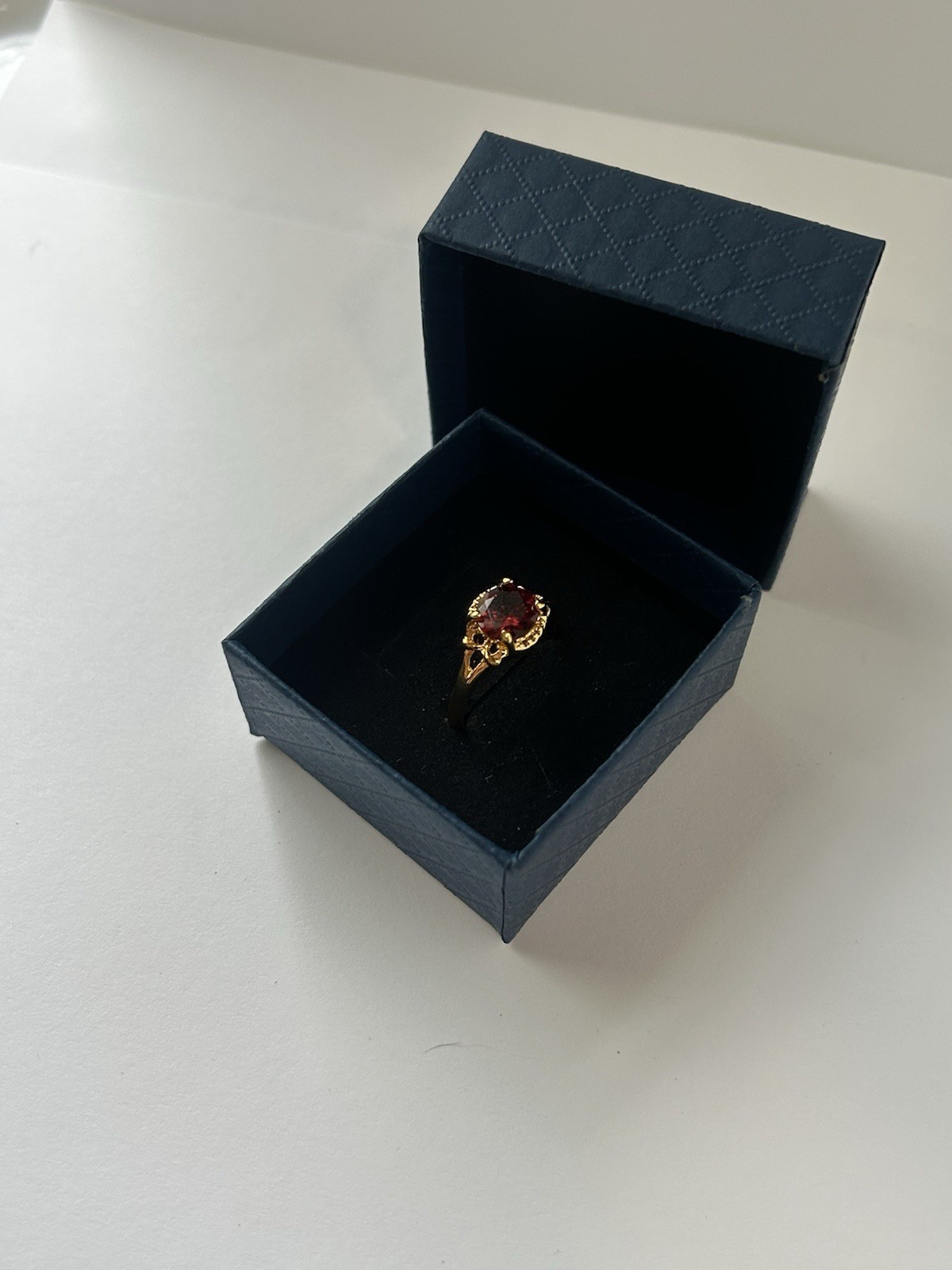 Vintage Red Cubic Zirconia Ring Gold Plated Womens Size 9