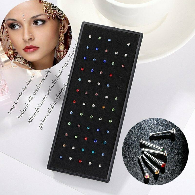 120× Stud Nose Rings Bone Stud Stainless Steel Color Pin Jewelry Piercing Body