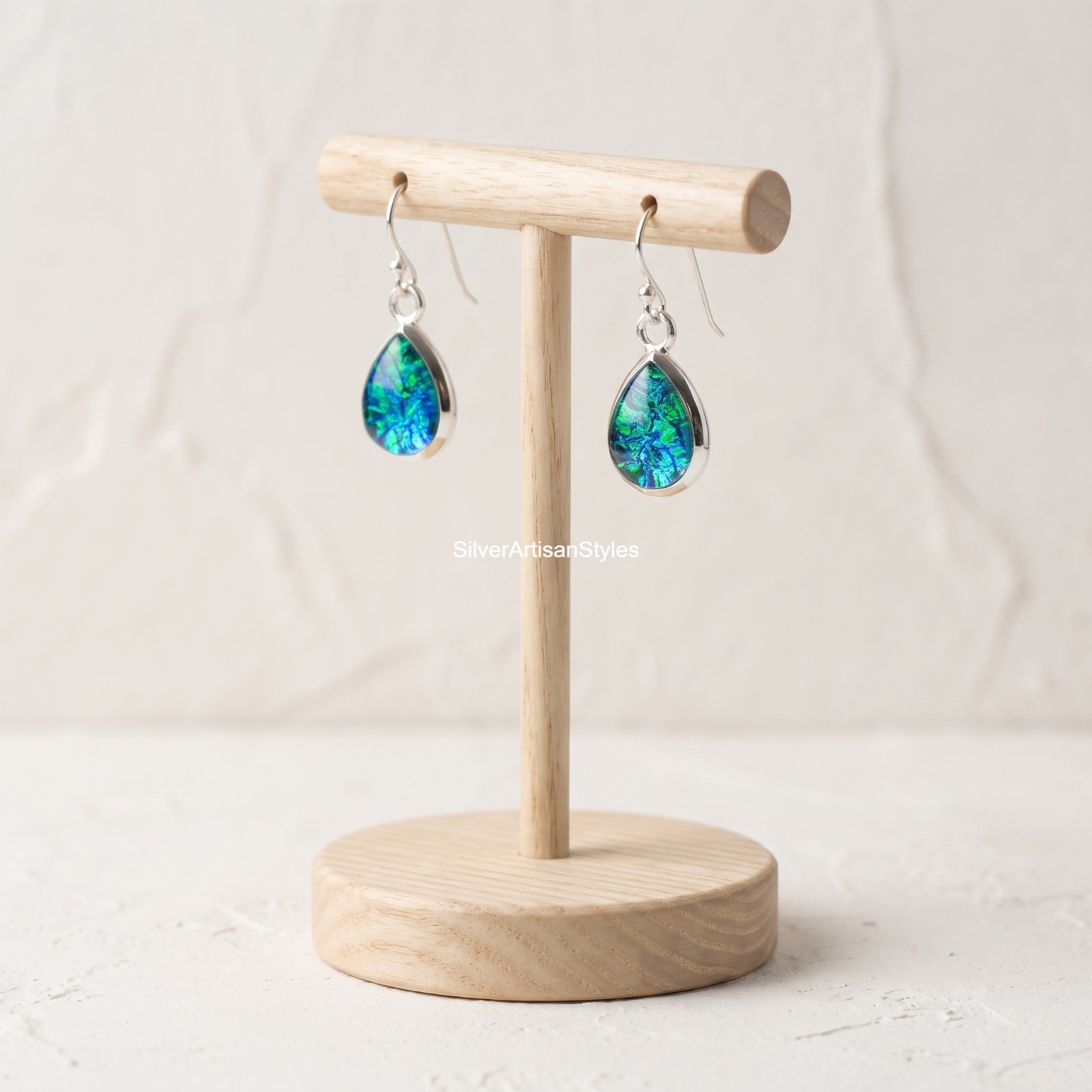 Australian Triplet Fire Opal Gemstone Handmade 925 Sterling Silver Earrings For